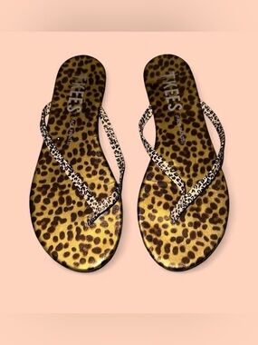 TKEES Lily Flip Flop Face Paints Chatty Cheetah Metallic Size 6 US
